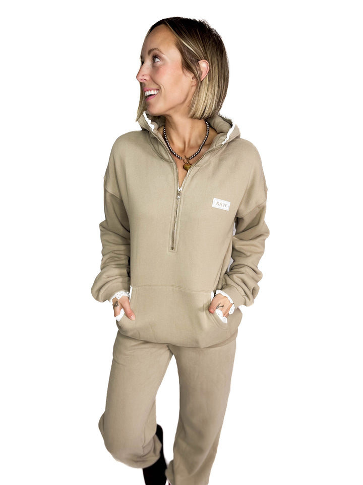 AMPERSAND AVENUE Comfort Zone Hoodie- MOCHA LACE