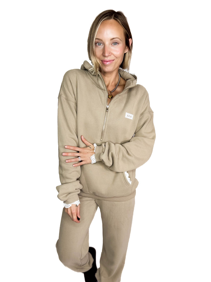 AMPERSAND AVENUE Comfort Zone Hoodie- MOCHA LACE