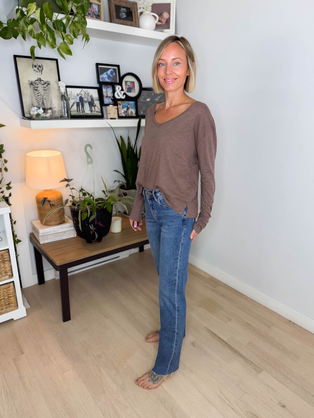 Mica Denim Shirley Mid Rise Straight Leg Jeans- INDIGO