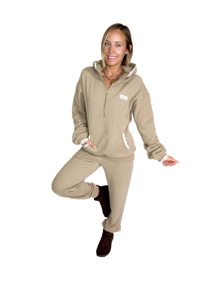 AMPERSAND AVENUE Comfort Zone Hoodie- MOCHA LACE