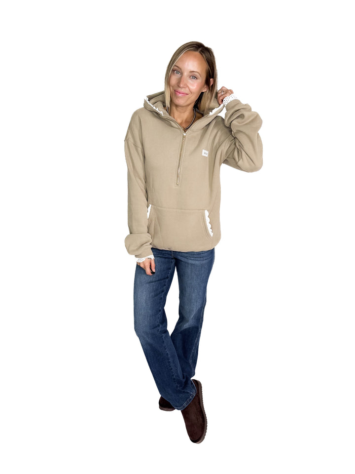 AMPERSAND AVENUE Comfort Zone Hoodie- MOCHA LACE