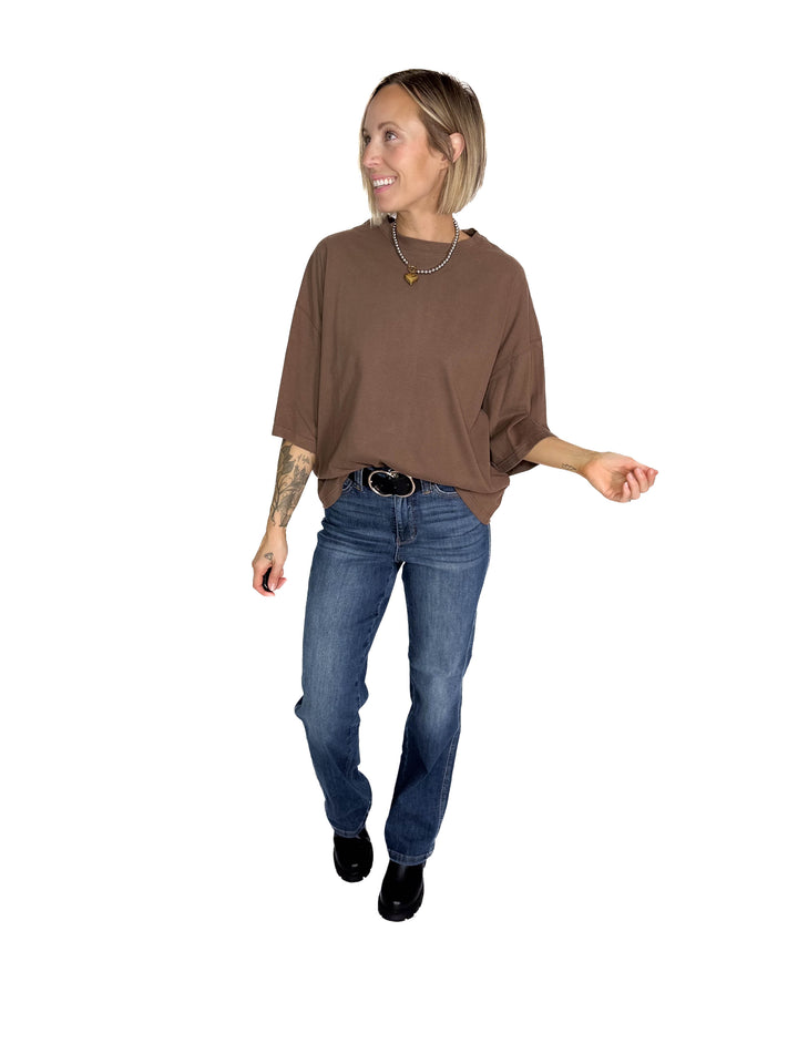 Aemi Cotton Relaxed Fit Tunic Tee- CHOCOLATE