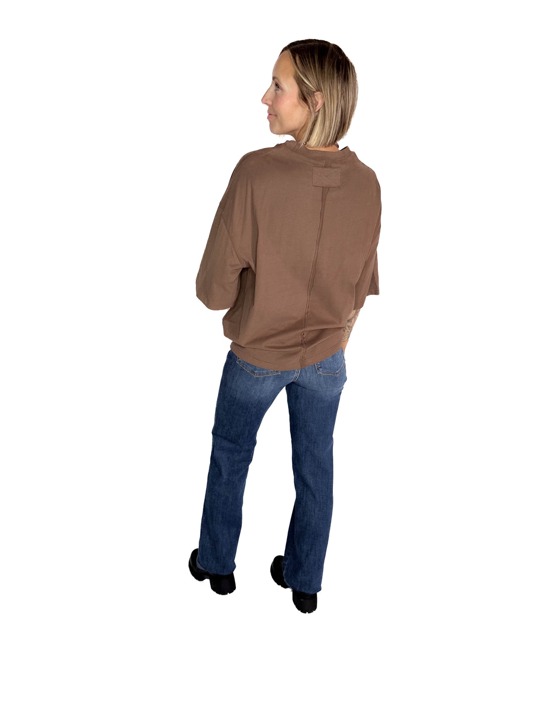 Aemi Cotton Relaxed Fit Tunic Tee- CHOCOLATE