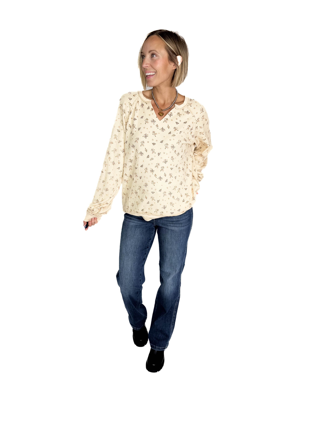 Tess Thermal Knit Long Sleeve- OATMEAL