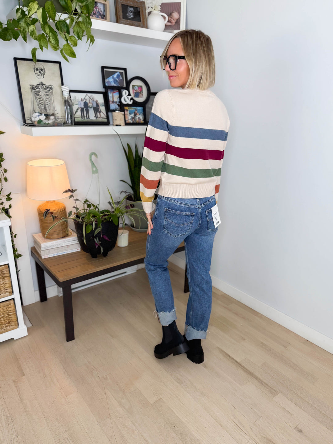 Skye Striped Long Sleeve Sweater- SLATE BLUE MULTI