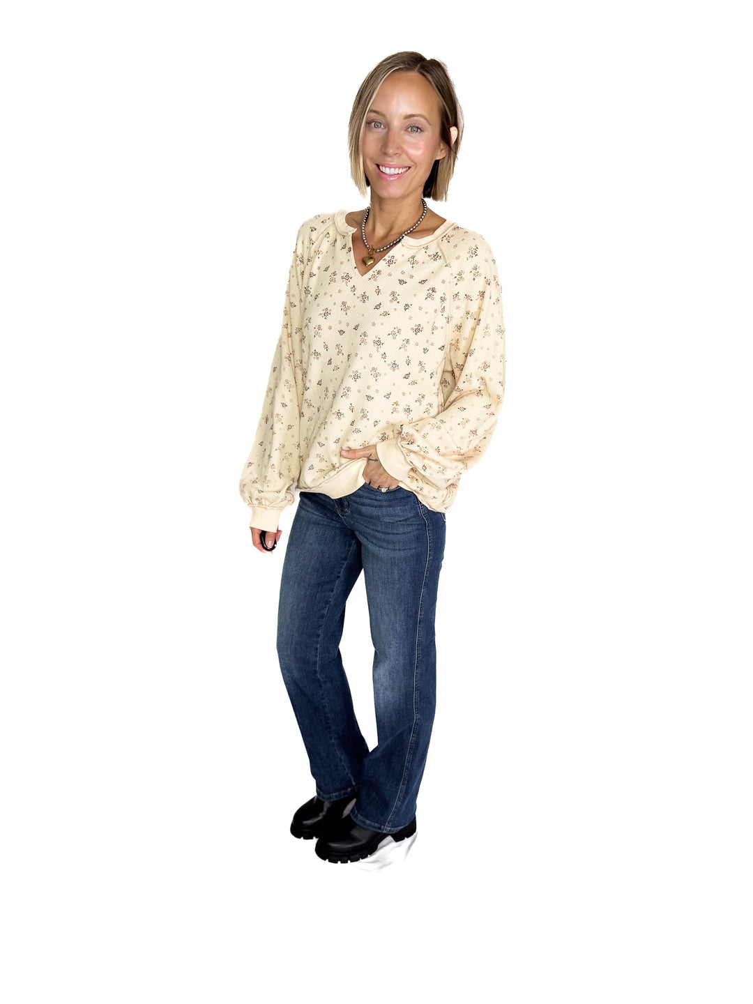 Tess Thermal Knit Long Sleeve- OATMEAL