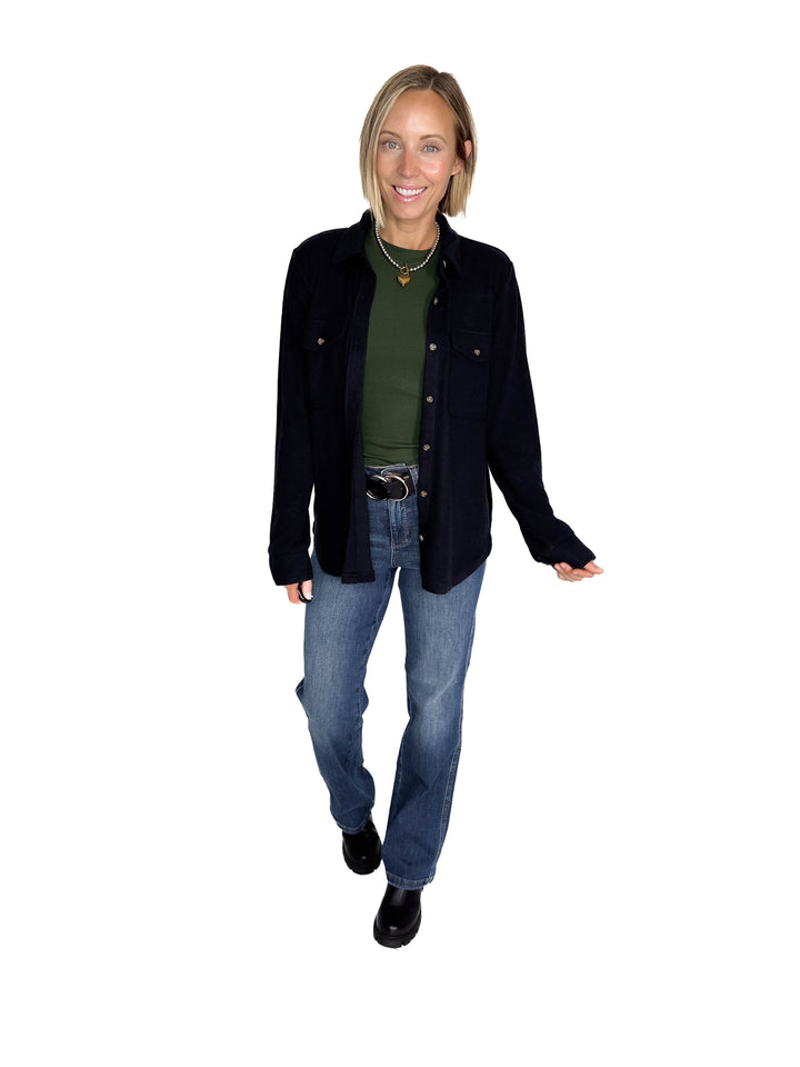 THREAD & SUPPLY Cassian Button Down Shacket- BLACK