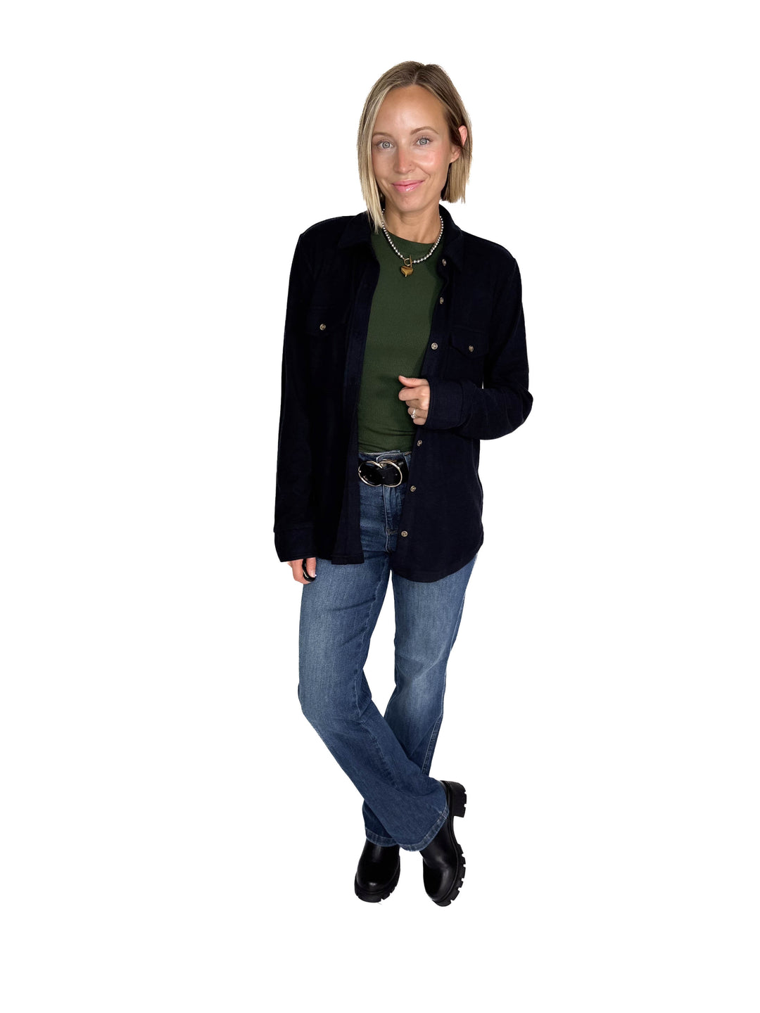 THREAD & SUPPLY Cassian Button Down Shacket- BLACK