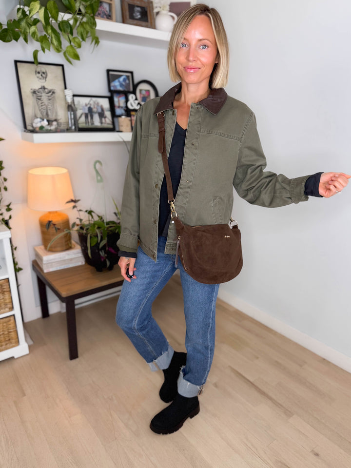 Netty Suede Crossbody- CHOCOLOATE