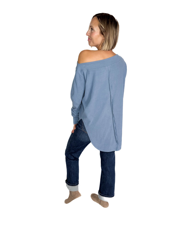 Zoey Microfleece Long Sleeve- SLATE BLUE - final sale