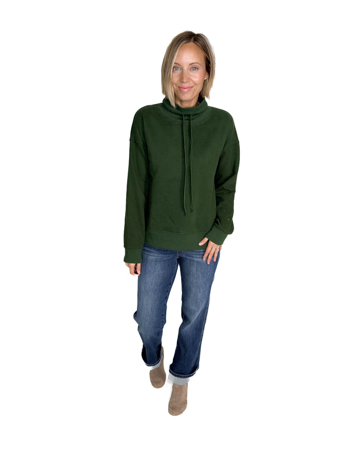 Jackie Mock Neck Sweatshirt- FOREST