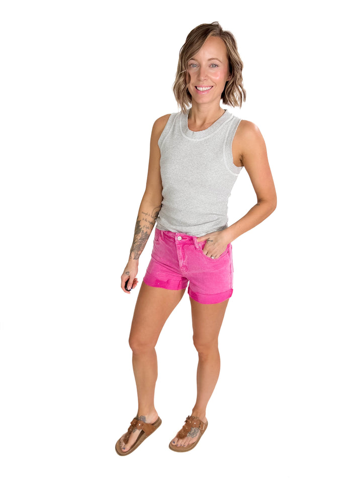 Janet Cotton Ribbed Scoop Neck- LIGHT HEATHER GREY-FINAL SALE