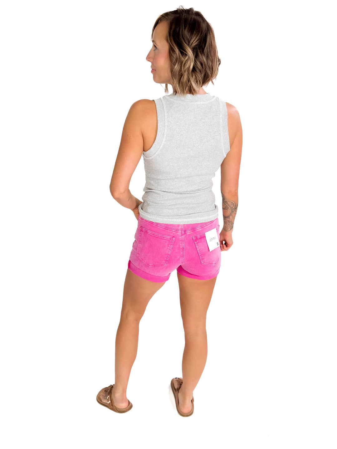 Janet Cotton Ribbed Scoop Neck- LIGHT HEATHER GREY-FINAL SALE