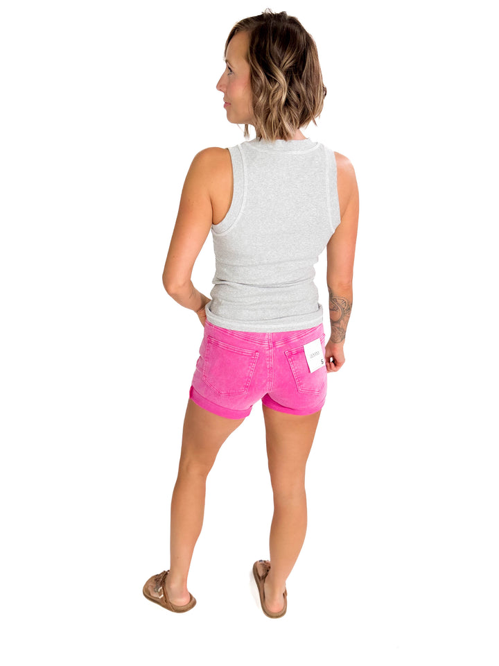 Janet Cotton Ribbed Scoop Neck- LIGHT HEATHER GREY-FINAL SALE