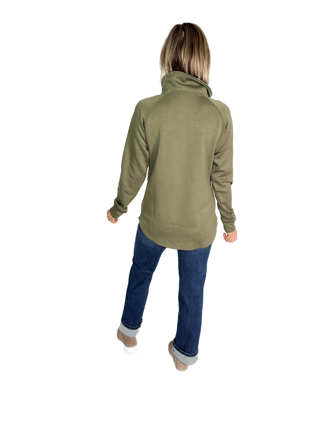 MICHELLE MAE Mia Scuba 1/2 Zip Pullover- OLIVE
