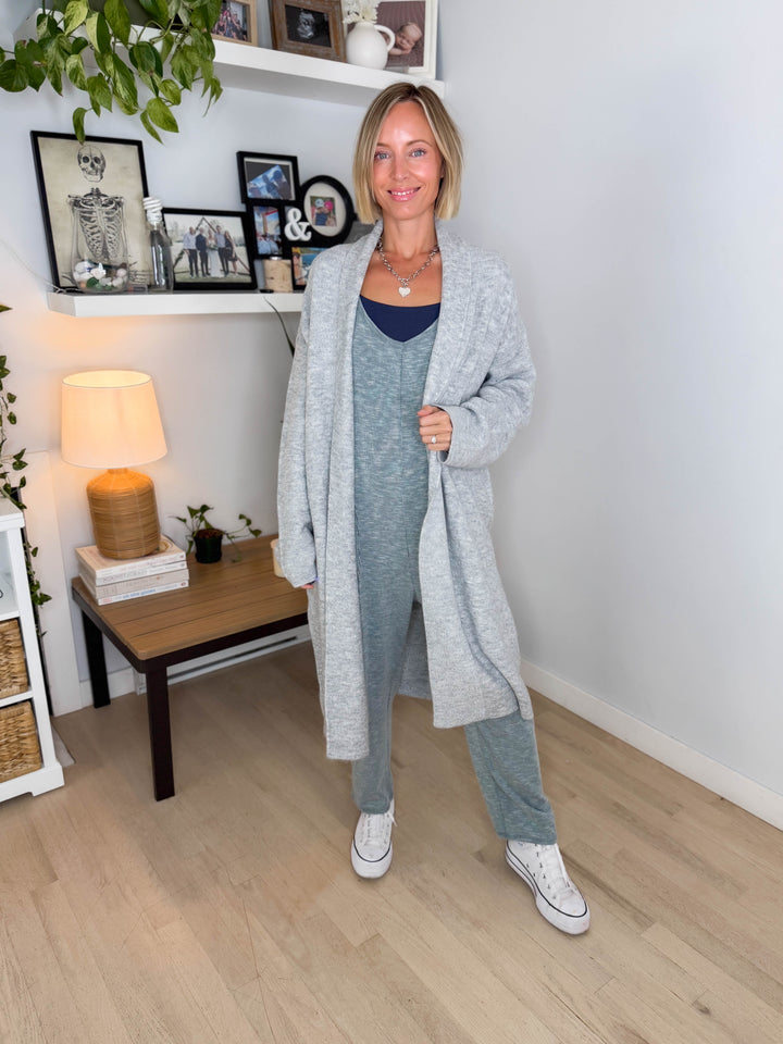 Fallia Oversized Sweater Coatigan- HEATHER GREY
