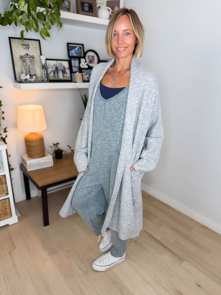 Fallia Oversized Sweater Coatigan- HEATHER GREY