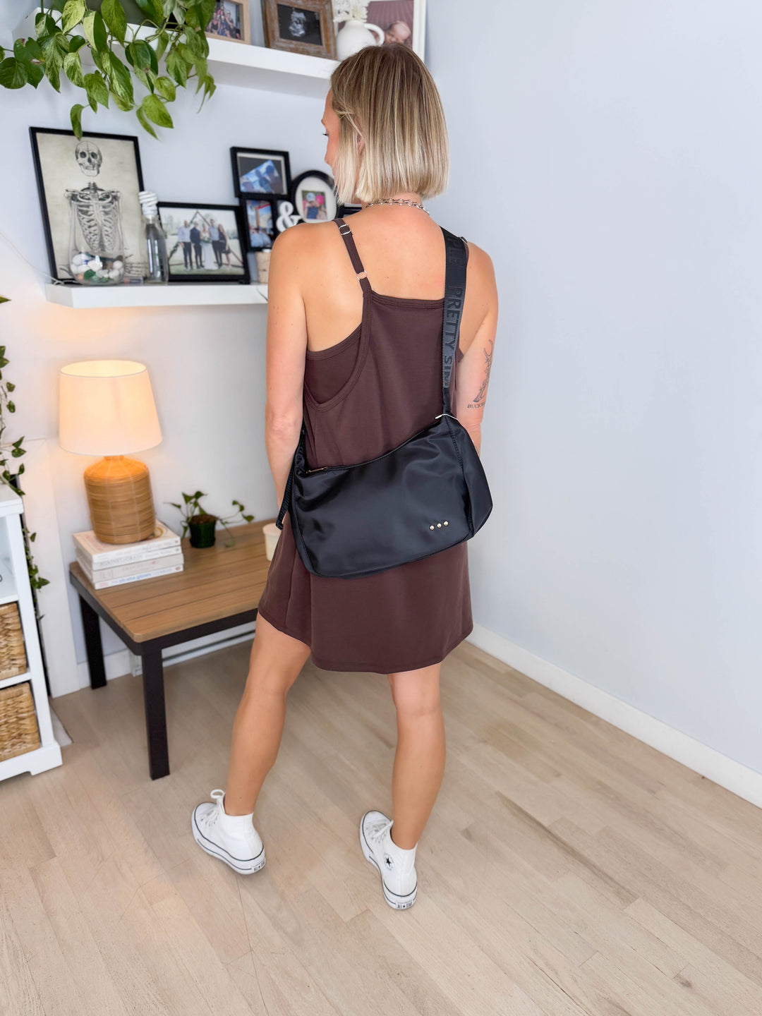 Sara Nylon Crossbody Bag- BLACK