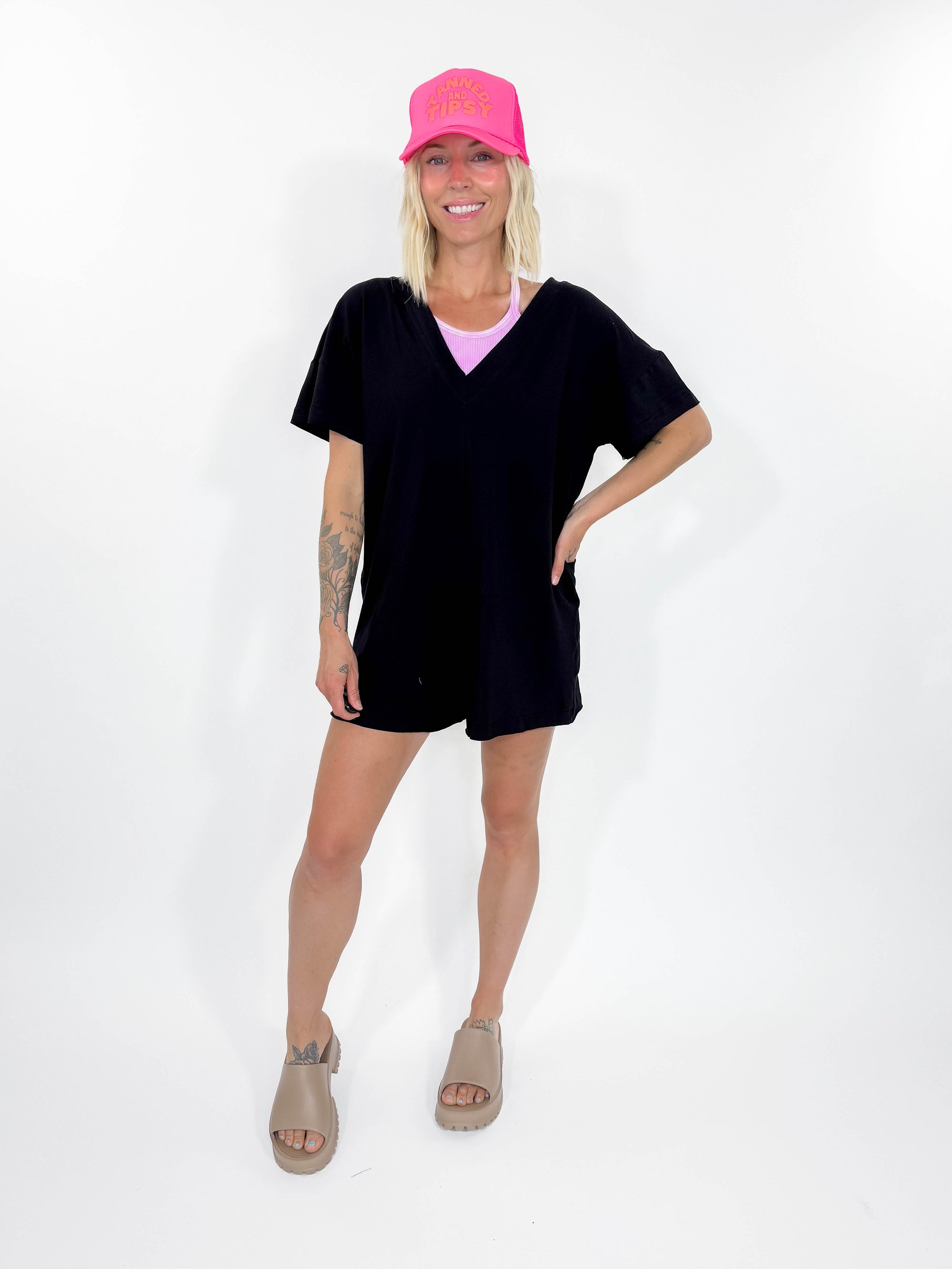 Make Waves Reversible Romper- BLACK-FINAL SALE