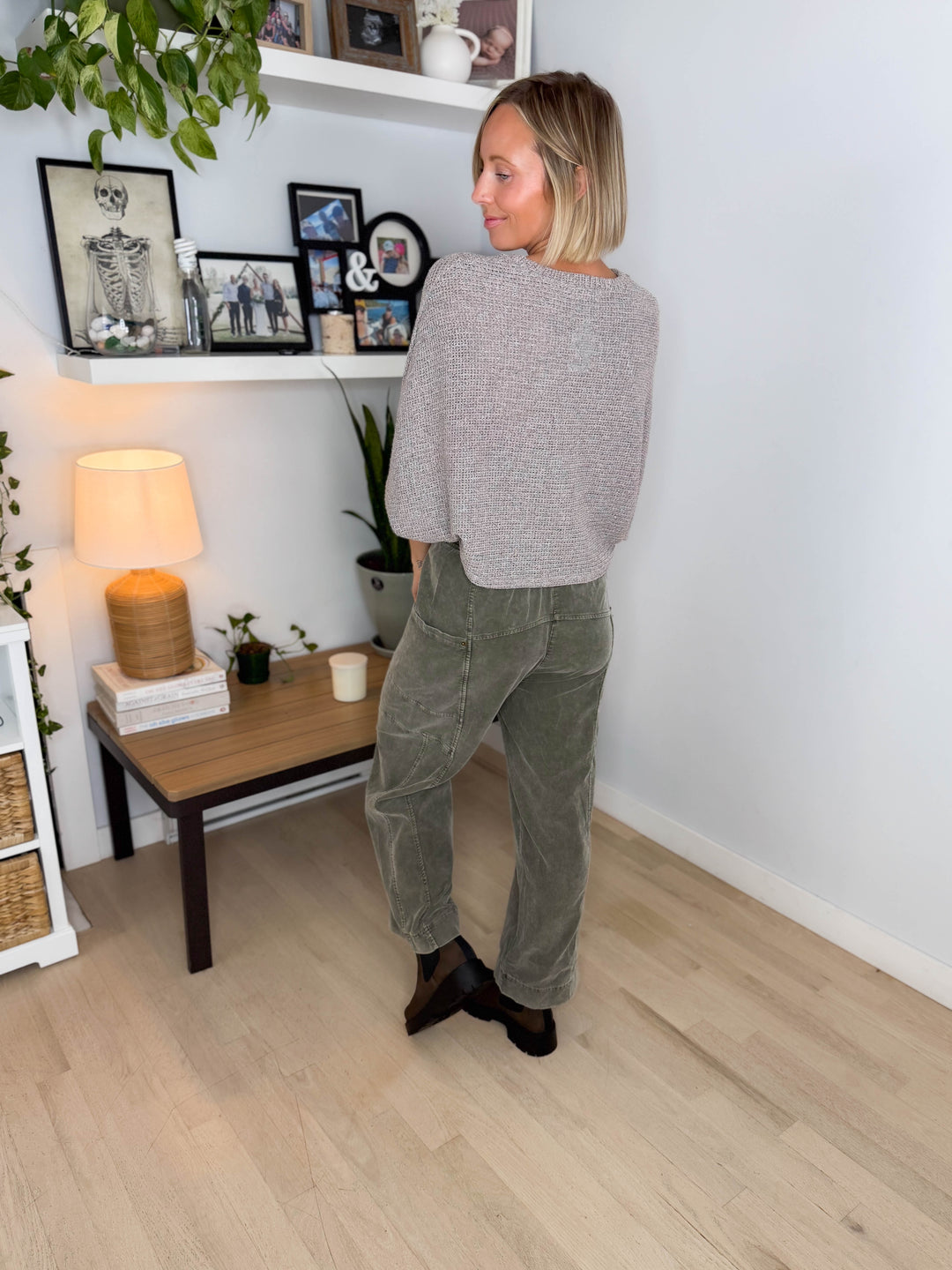 Chailyn Knit Bat Sleeve Crew Neck Sweater- HEATHER TAUPE