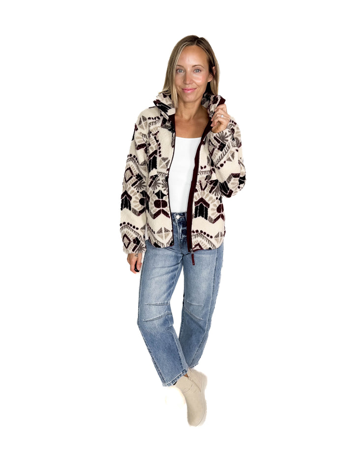 Ainsley Plush Sherpa Full Zip- WHITE ONYX