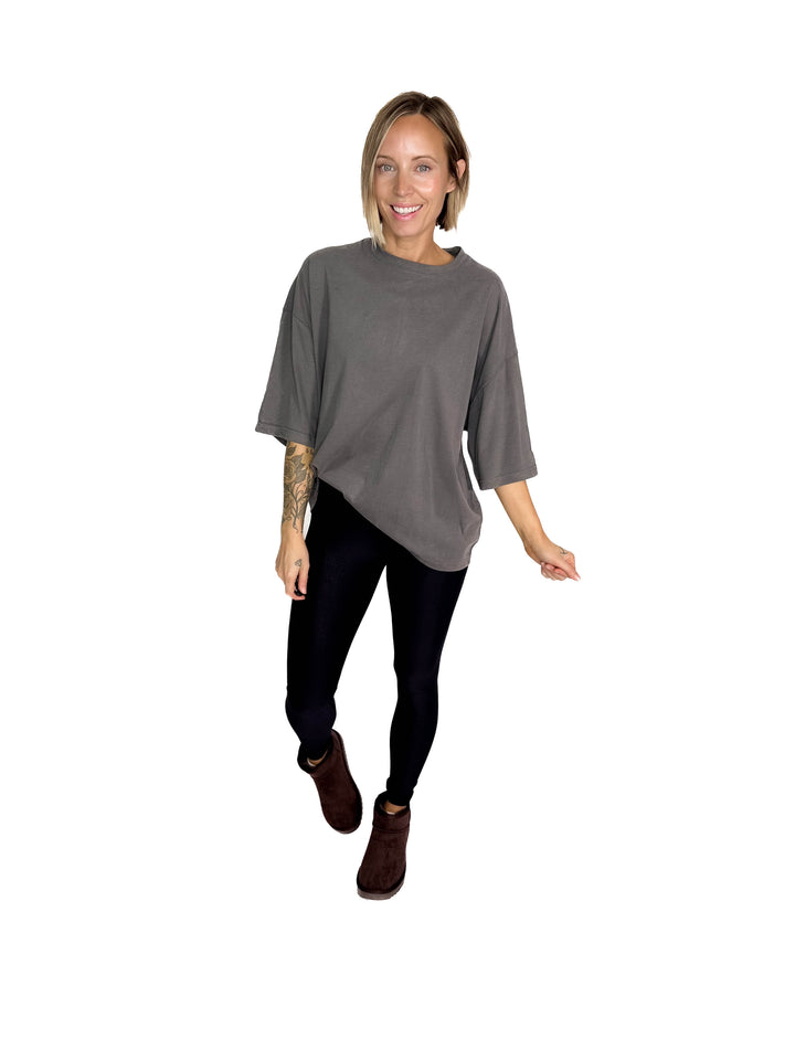 Aemi Relaxed Fit Tee- CHARCOAL