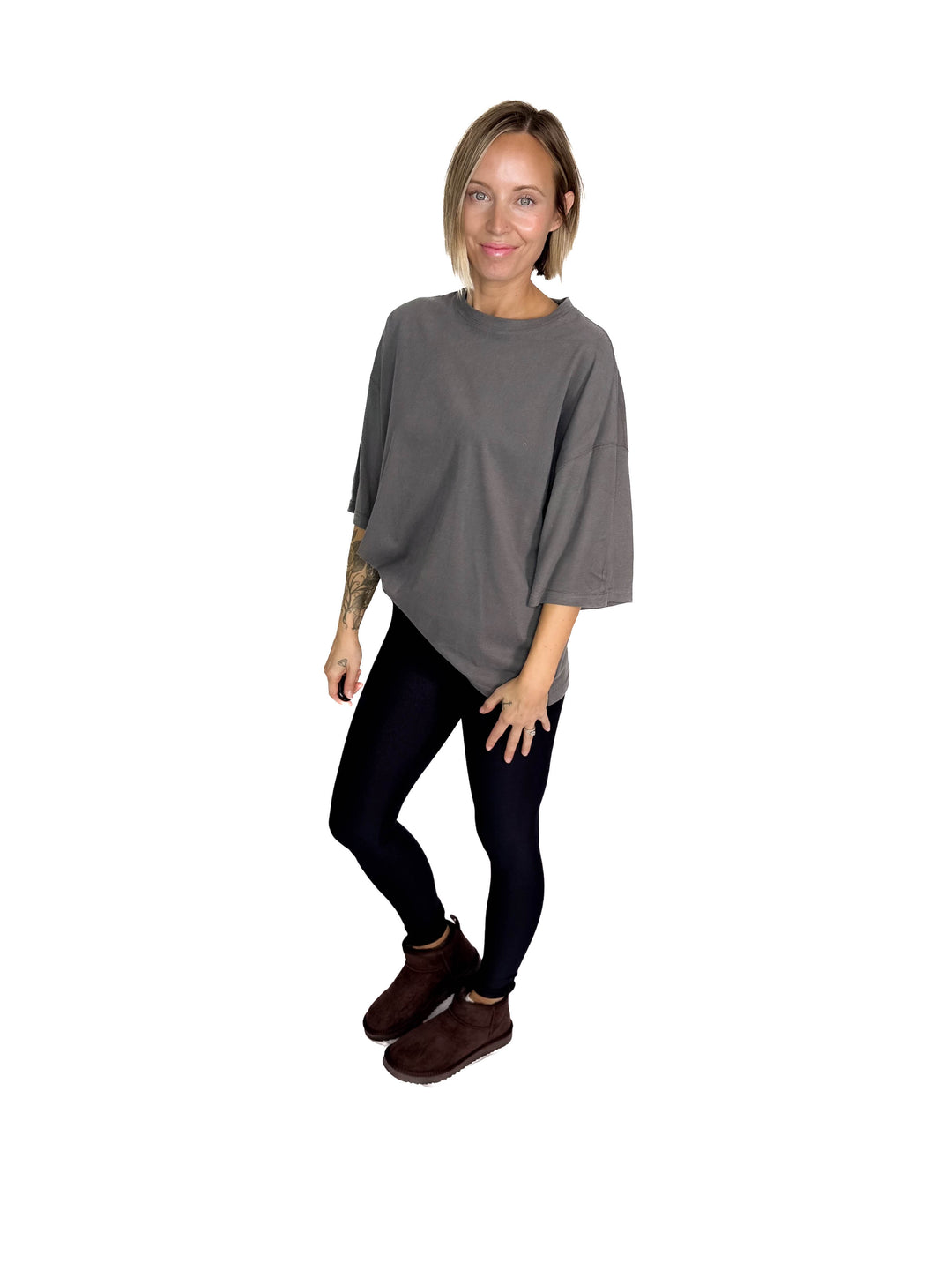 Aemi Relaxed Fit Tee- CHARCOAL