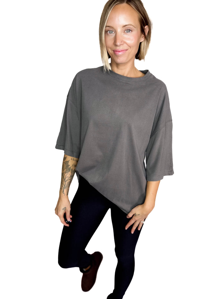 Aemi Relaxed Fit Tee- CHARCOAL