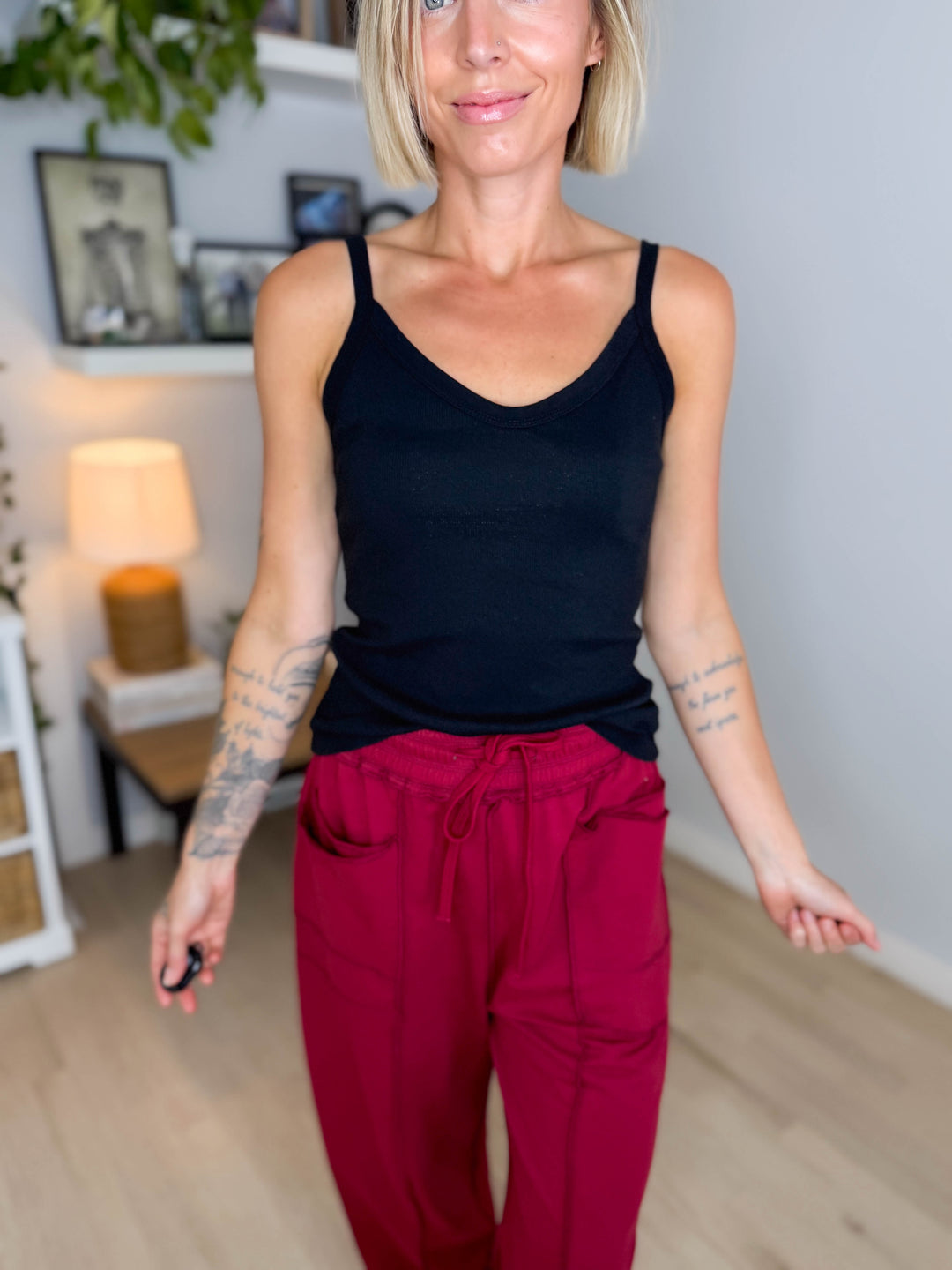 Amery Mineral Washed Barrel Pant- BURGUNDY