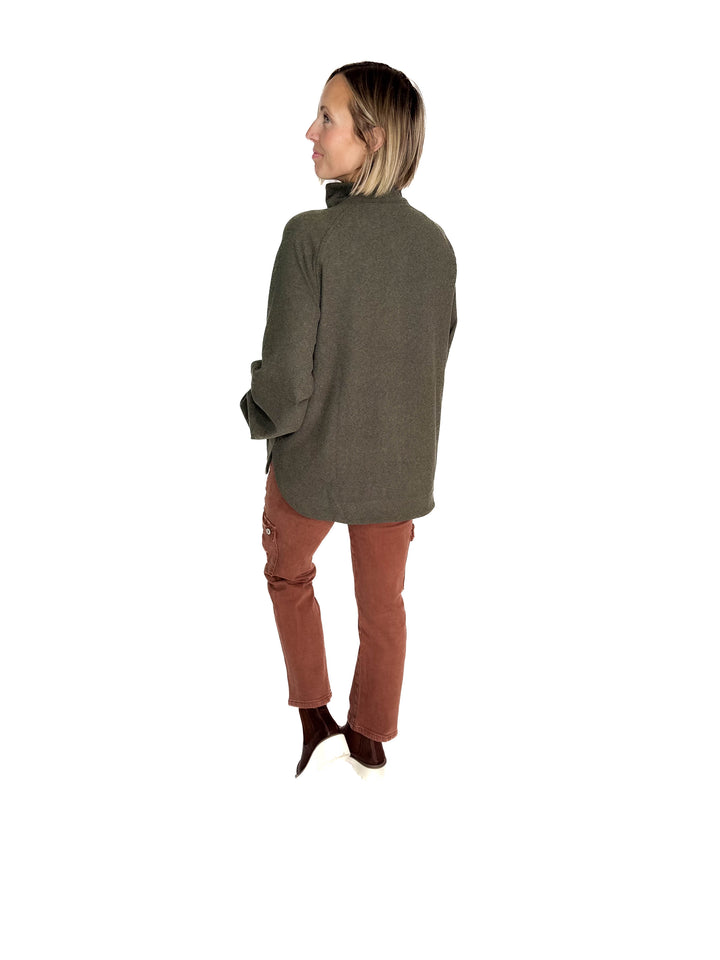 Rove Rib Brush Mock Neck Pullover- REGENCY OLIVE
