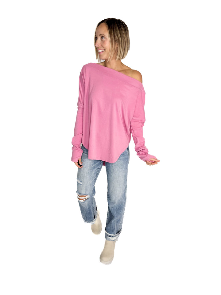 Zoey Microfleece Long Sleeve- MAUVY PINK - final sale