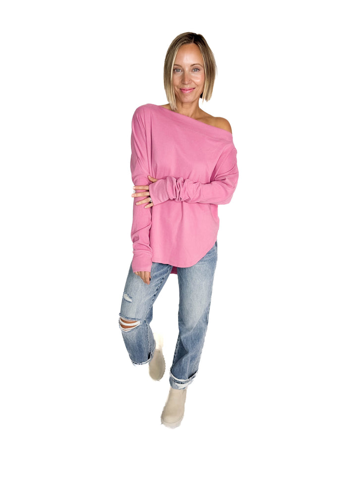 Zoey Microfleece Long Sleeve- MAUVY PINK - final sale