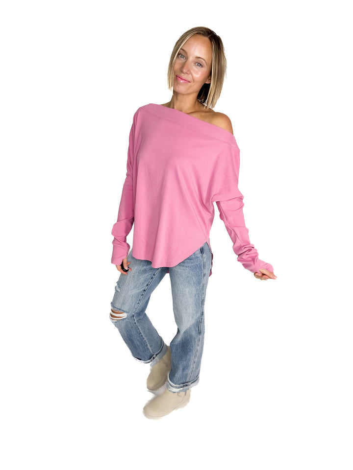 Zoey Microfleece Long Sleeve- MAUVY PINK - final sale