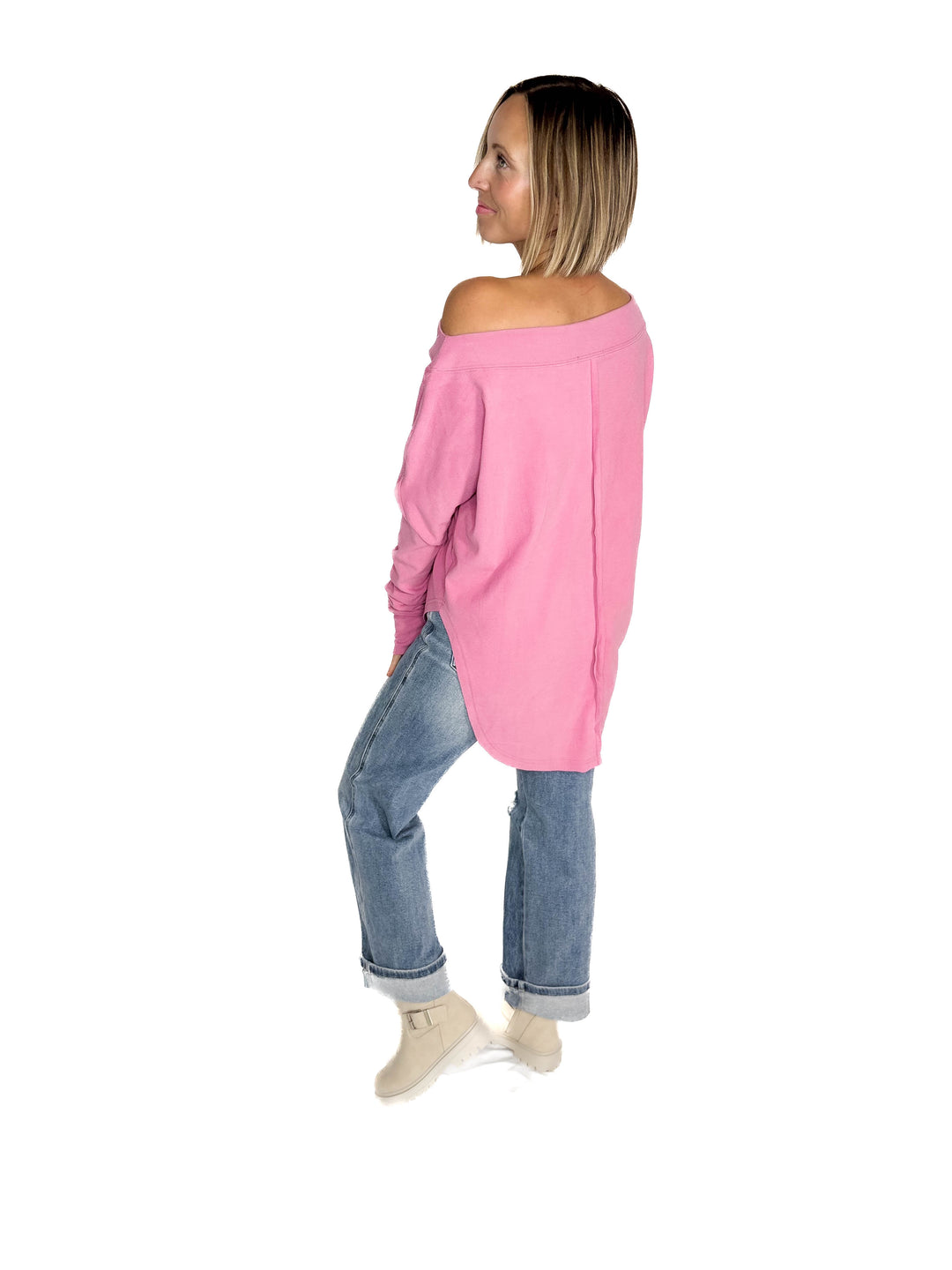 Zoey Microfleece Long Sleeve- MAUVY PINK - final sale