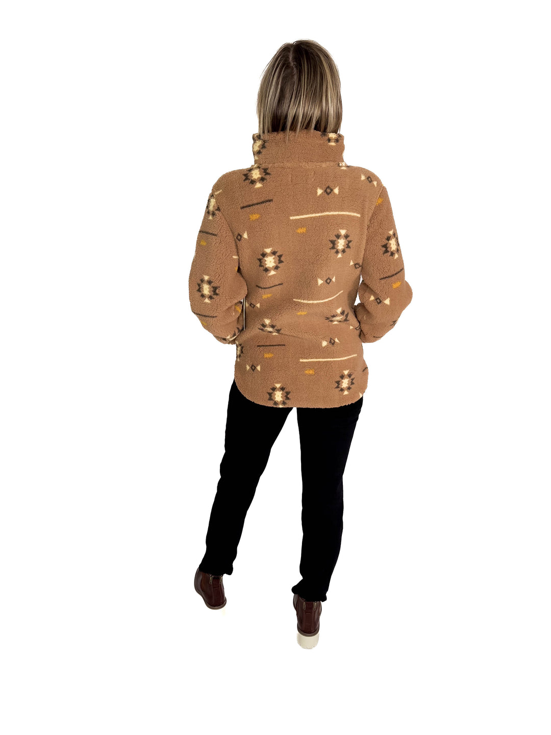 Ainsley Plush Sherpa Pullover- LION GEO