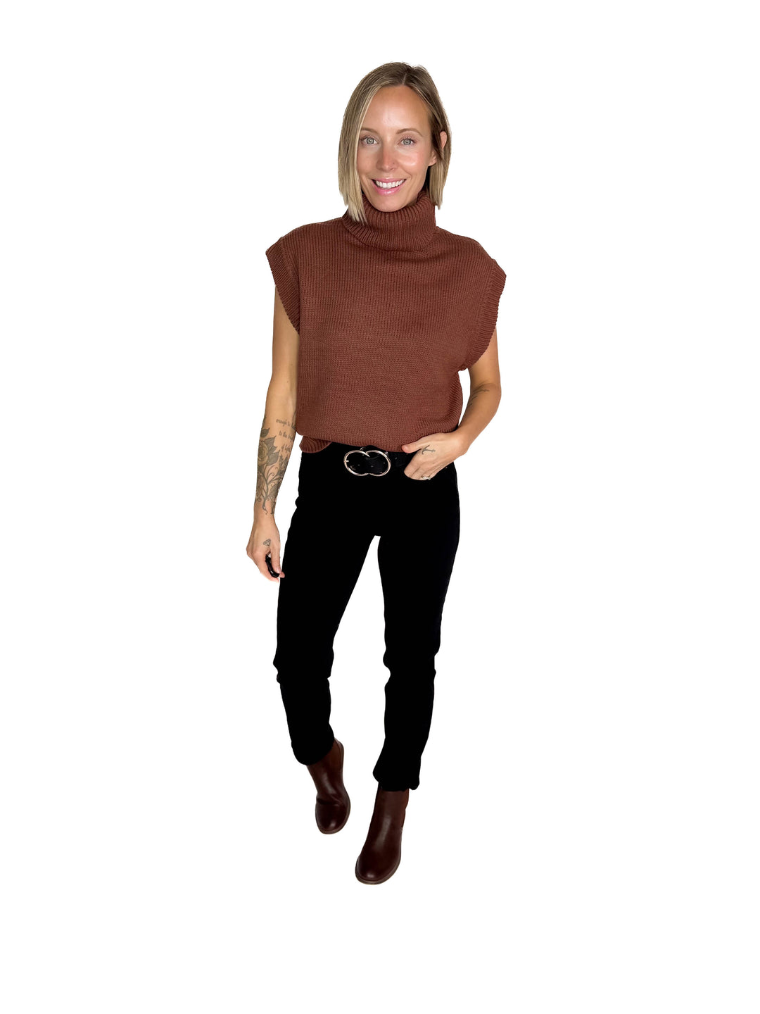 Shonna Sweater Top- BROWN