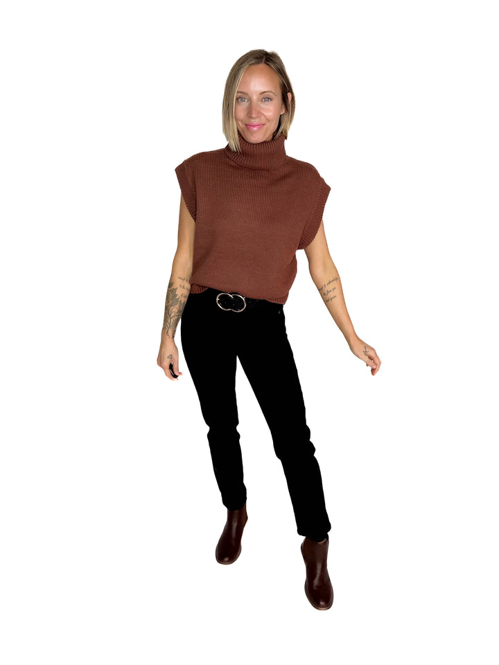 Shonna Sweater Top- BROWN