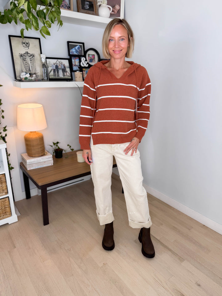 Maddie Striped Hoodie- PUMPKIN SPICE
