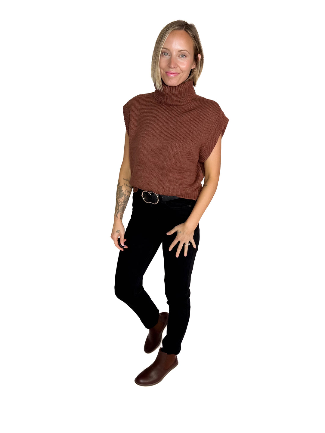 Shonna Sweater Top- BROWN