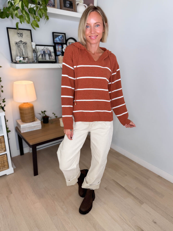 Maddie Striped Hoodie- PUMPKIN SPICE