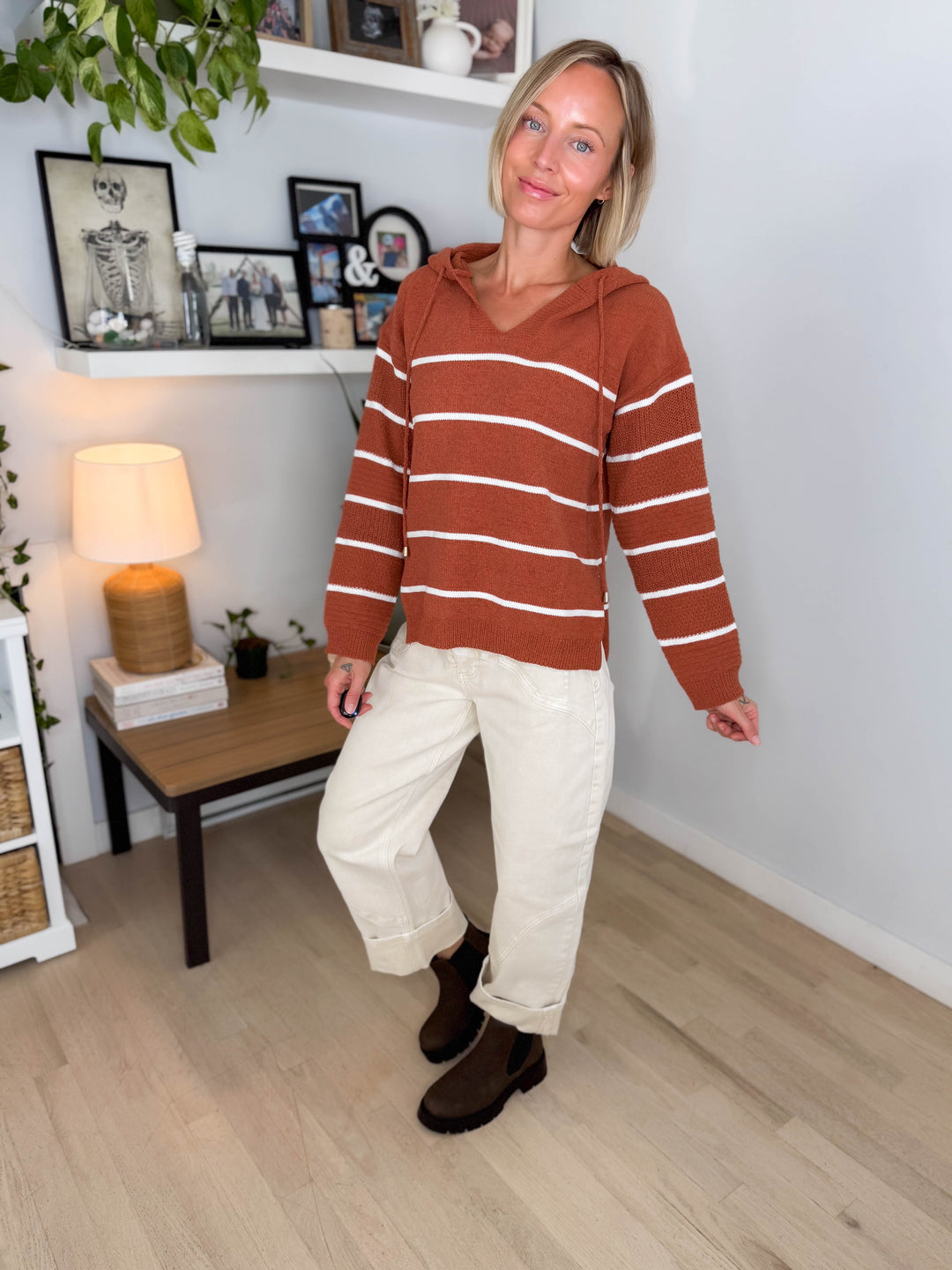 Maddie Striped Hoodie- PUMPKIN SPICE