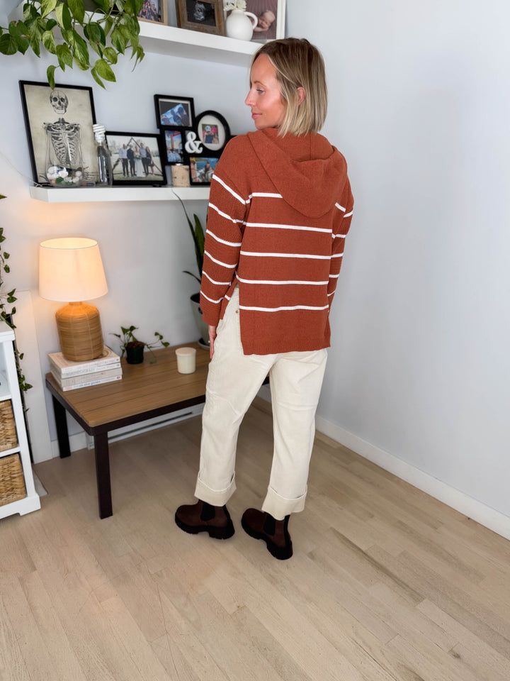 Maddie Striped Hoodie- PUMPKIN SPICE