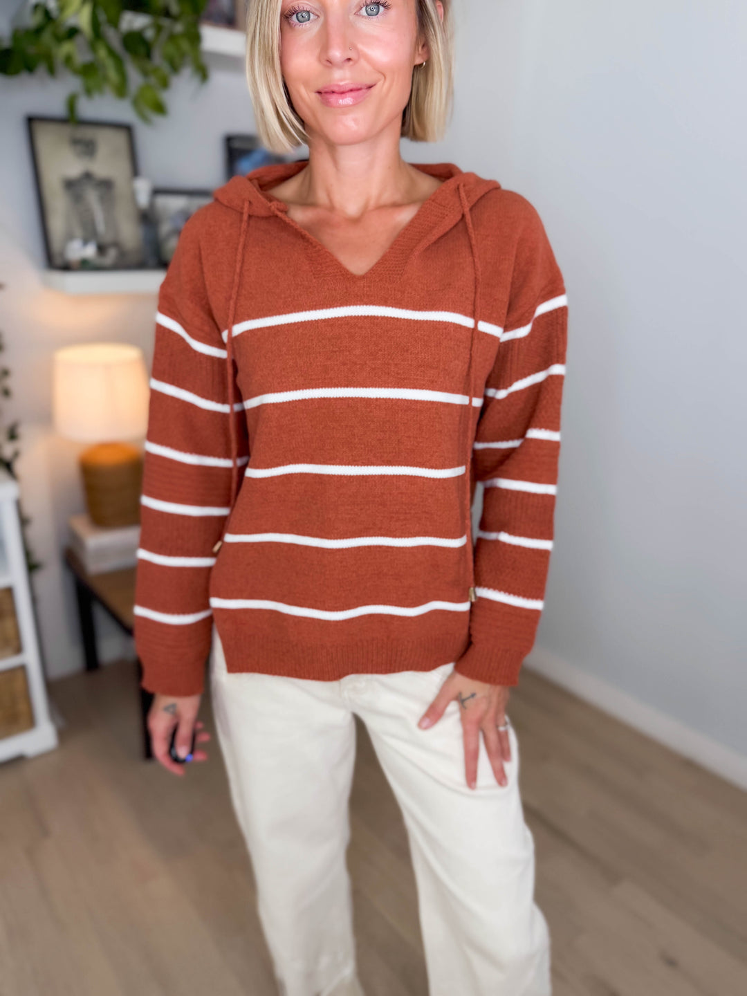 Maddie Striped Hoodie- PUMPKIN SPICE