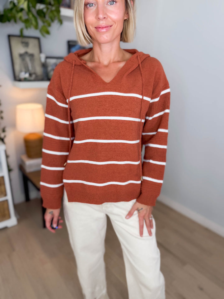 Maddie Striped Hoodie- PUMPKIN SPICE