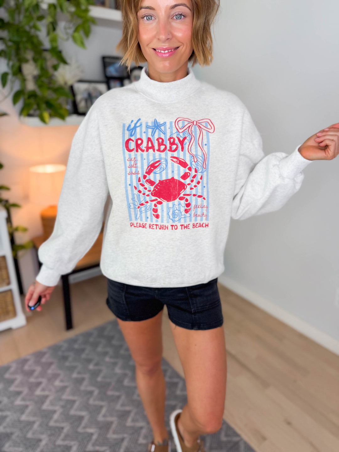 Crabby Beach Pullover- LIGHT HTHR GREY