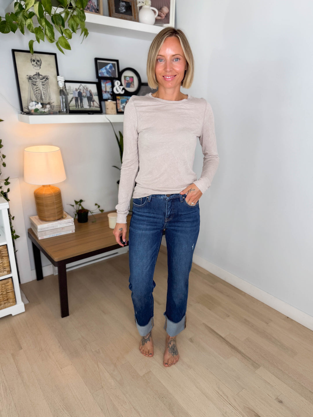 Dahlia Slub Knit Long Sleeve- LATTE