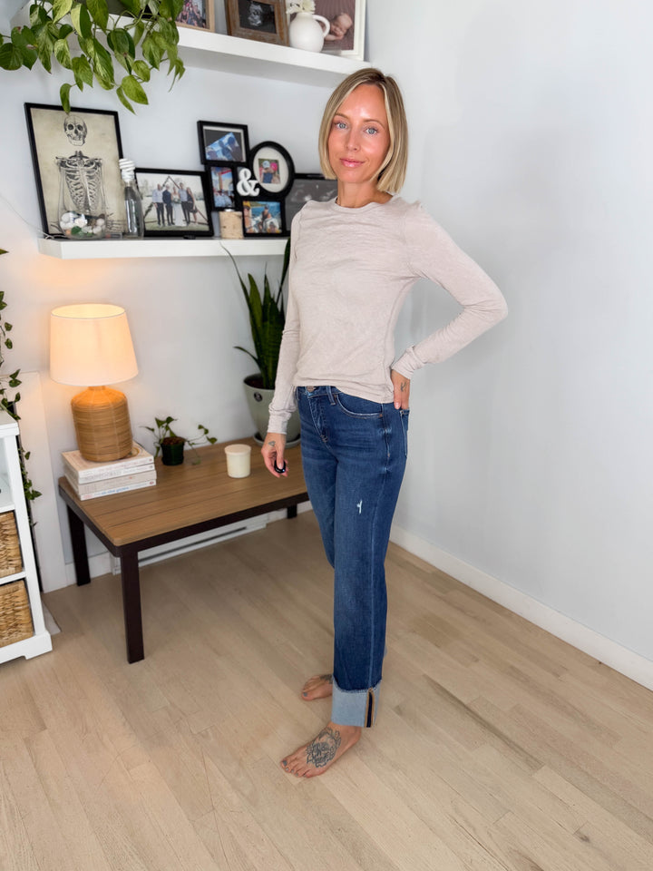 Dahlia Slub Knit Long Sleeve- LATTE