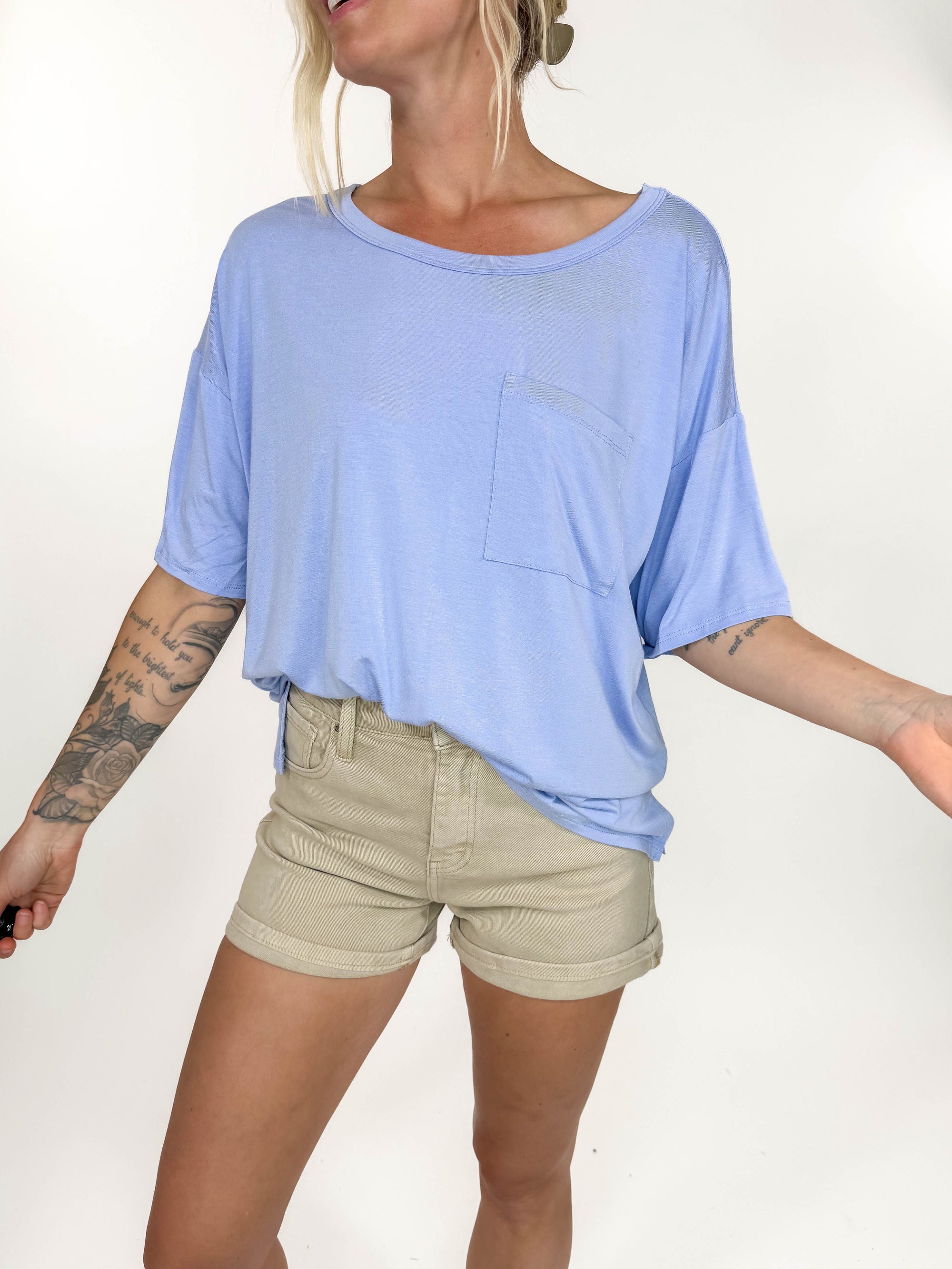 Classic Bamboo Pocket Tee- PERIWINKLE-FINAL SALE