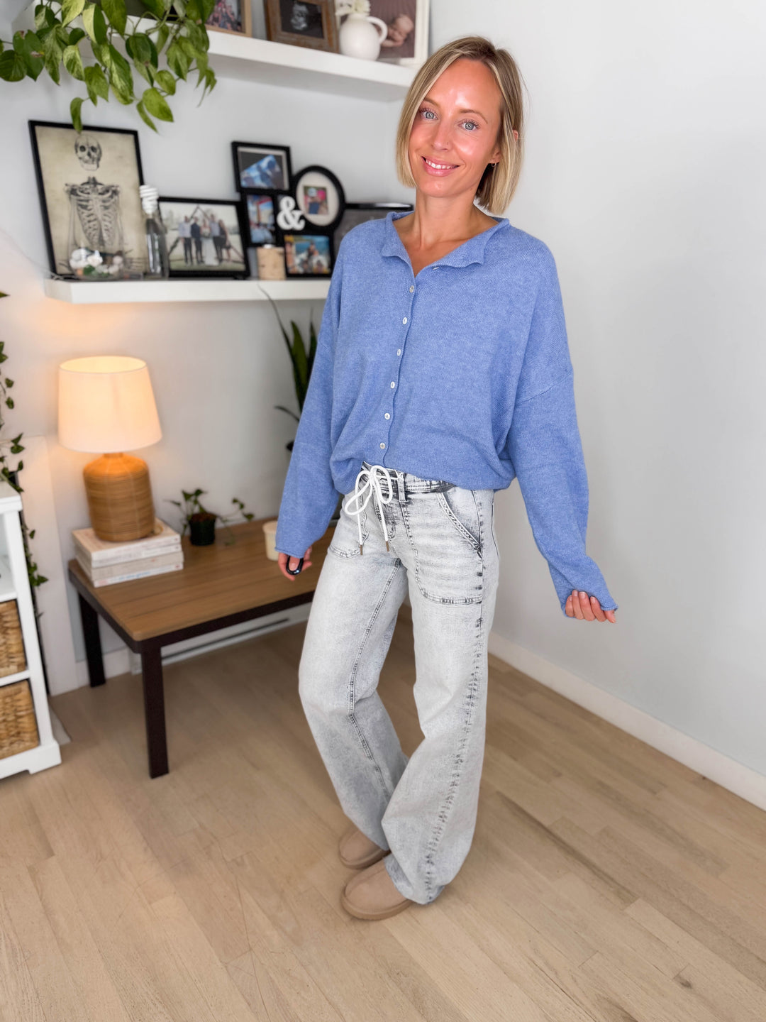 Piper Cardigan- DUSTY BLUE