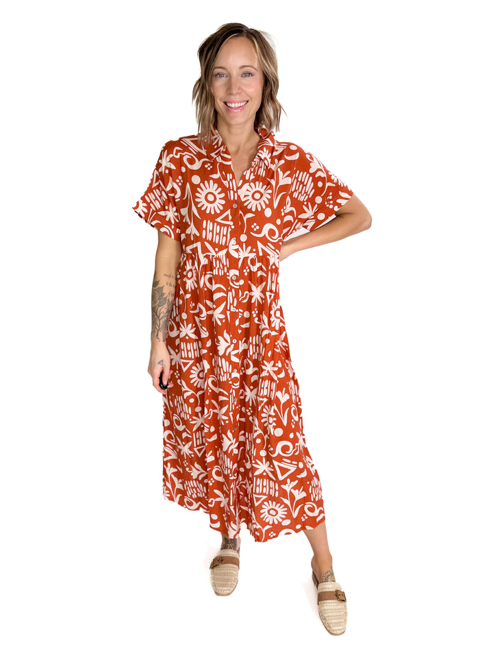Sundown Button Midi Dress- SUNSET MIX-FINAL SALE